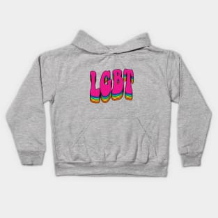 LGBT 70s Retro Style Rainbow Font Design Kids Hoodie